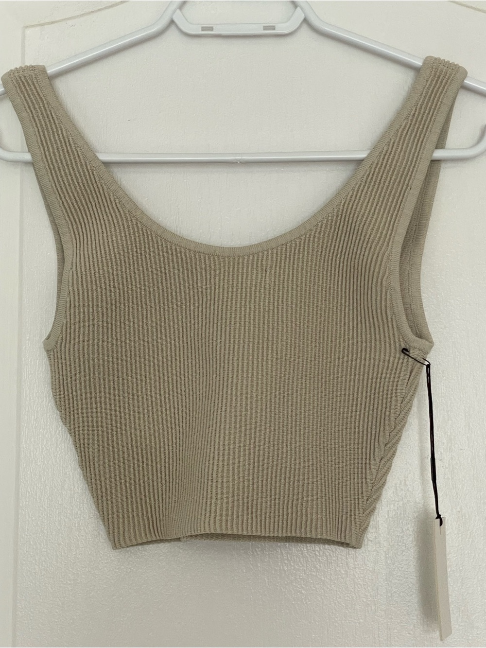 Babaton Olive Ribbed Crop Tank - Picture 2 of 2